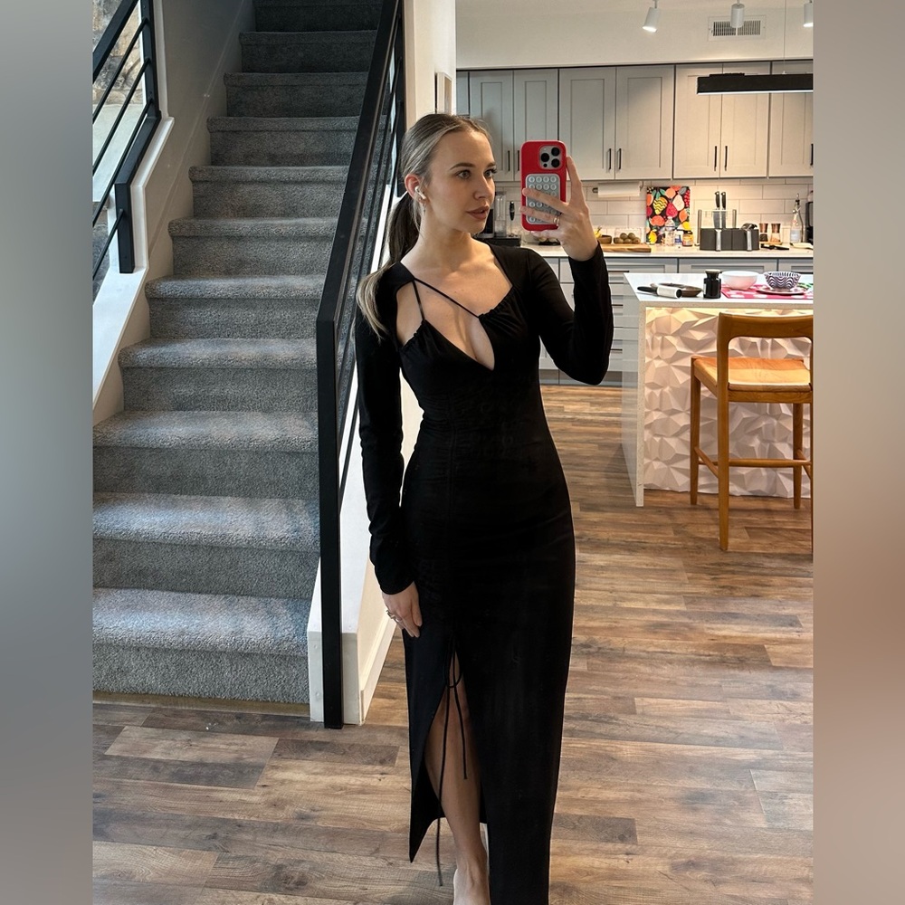 GATHERED ASYMMETRIC NECKLINE DRESS size S